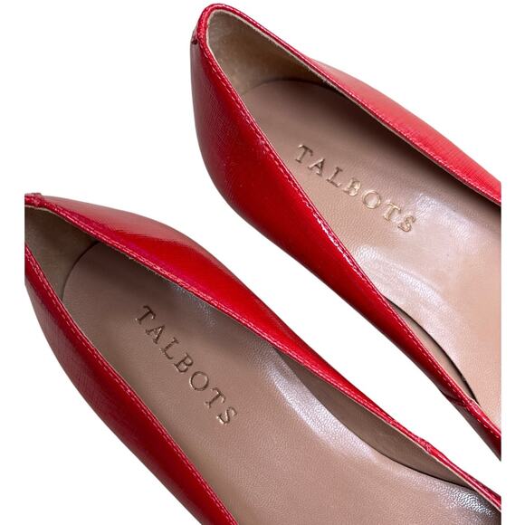 Talbots red leather pumps textured ladies US size 7.5B kitten heels career shoes - Picture 7 of 10
